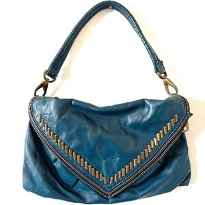 MATT & NAT Women's  Vegan Leather Envelope Style Purse Teal w/ Gold Accents